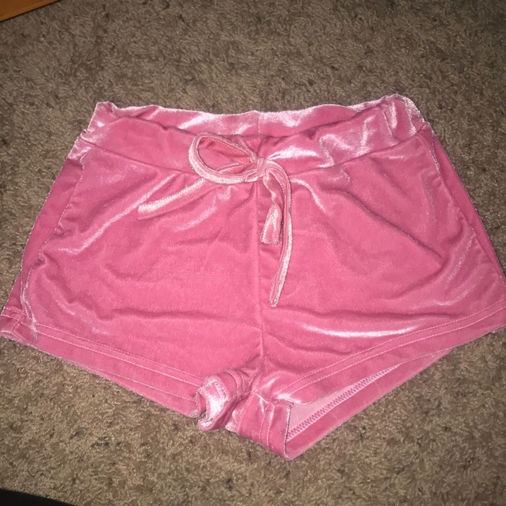 velvet pink shorts